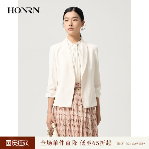 HONRN/红人青果领七分袖西装外套