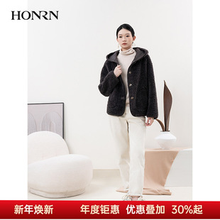 HONRN 小个子摇粒绒复古保暖外套皮毛一体HJ59OS148 红人2024新款