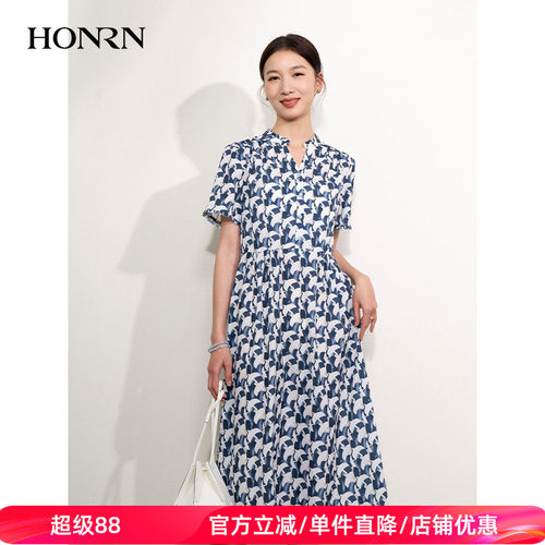 HONRN/红人收腰显瘦短袖连衣裙
