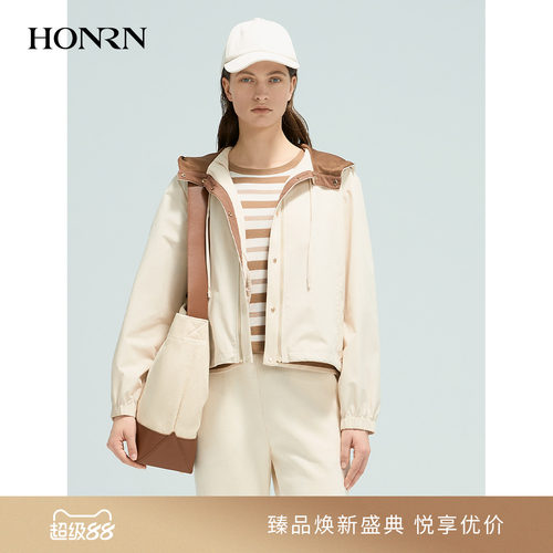 HONRN/红人休闲连帽宽松短外套