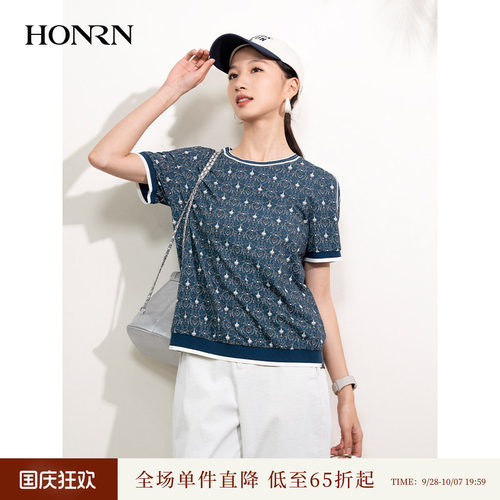 HONRN/红人短袖薄款圆领t恤上衣