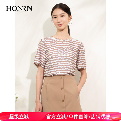 HONRN/红人宽松圆领短袖t恤上衣