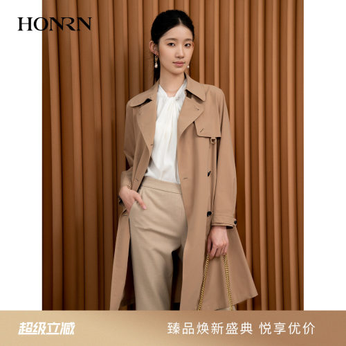 HONRN/红人中长款双排扣风衣外套