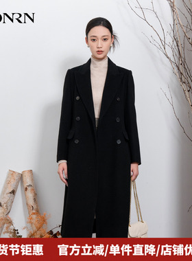 HONRN/红人西装领双排扣山羊绒羊毛呢子大衣外套女秋冬HI55OD836