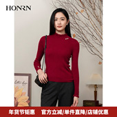 显瘦半高领羊毛衣混纺针织衫 HONRN 红人修身 上衣女秋冬HI55OM647