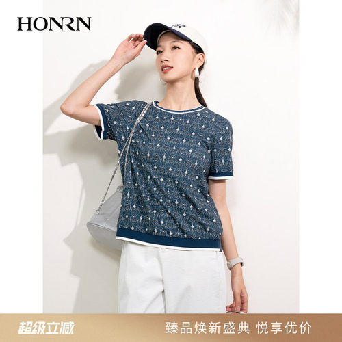 HONRN/红人短袖薄款圆领t恤上衣