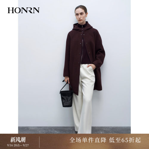 HONRN/红人极简风羊毛连帽外套