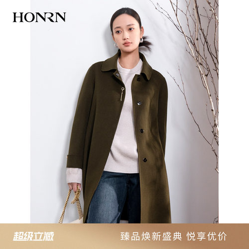 HONRN/红人中长款双面羊毛呢大衣