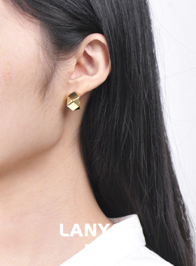 LANYEE几何多面体半包耳钉女高级