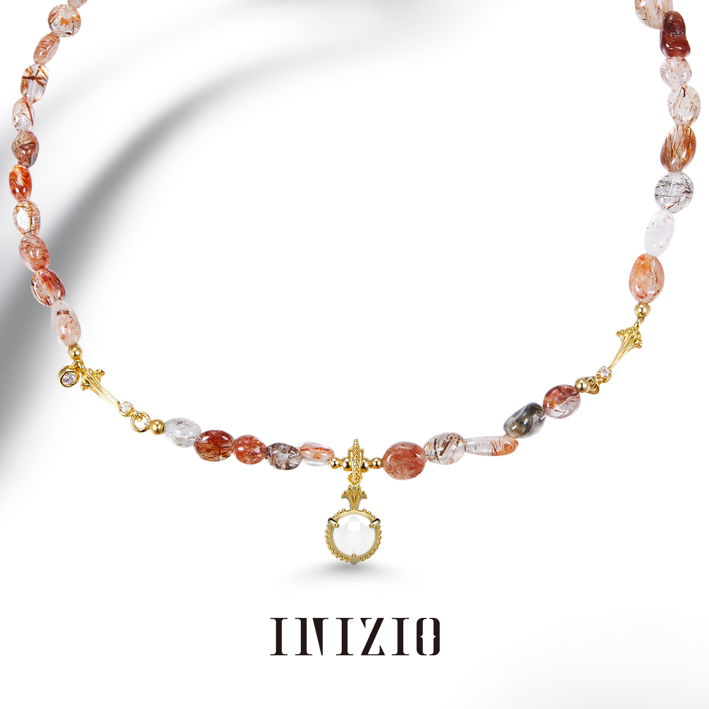 INIZIO圣百合黑金超七水晶项链