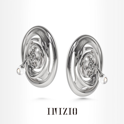 INIZIO 若水涟漪耳环天然白水晶原创设计新高级感时尚款耳饰女
