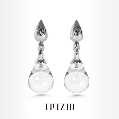 INIZIO天然白水晶水滴耳环新品