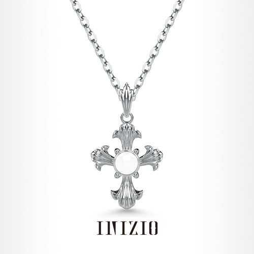 INIZIO圣百合十字架水晶项链