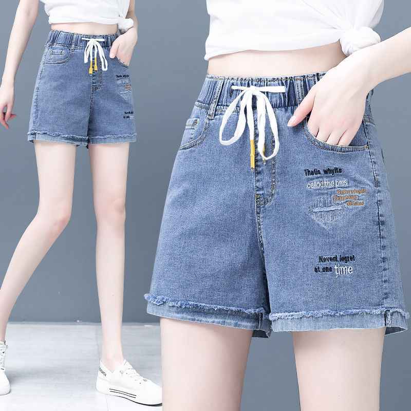 松紧腰牛仔短裤女夏季薄款2022