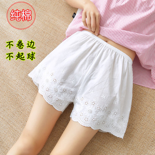 2021新蕾丝刺绣安全裤卷边可外穿