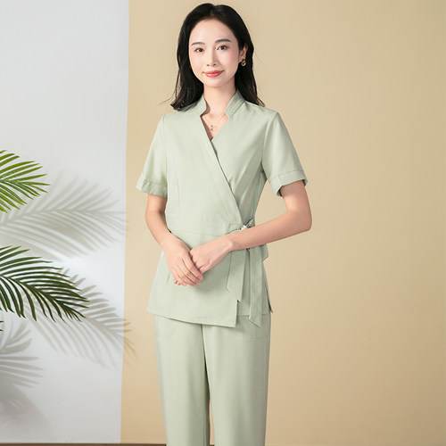 沐颜美容院美容师高级工作服女