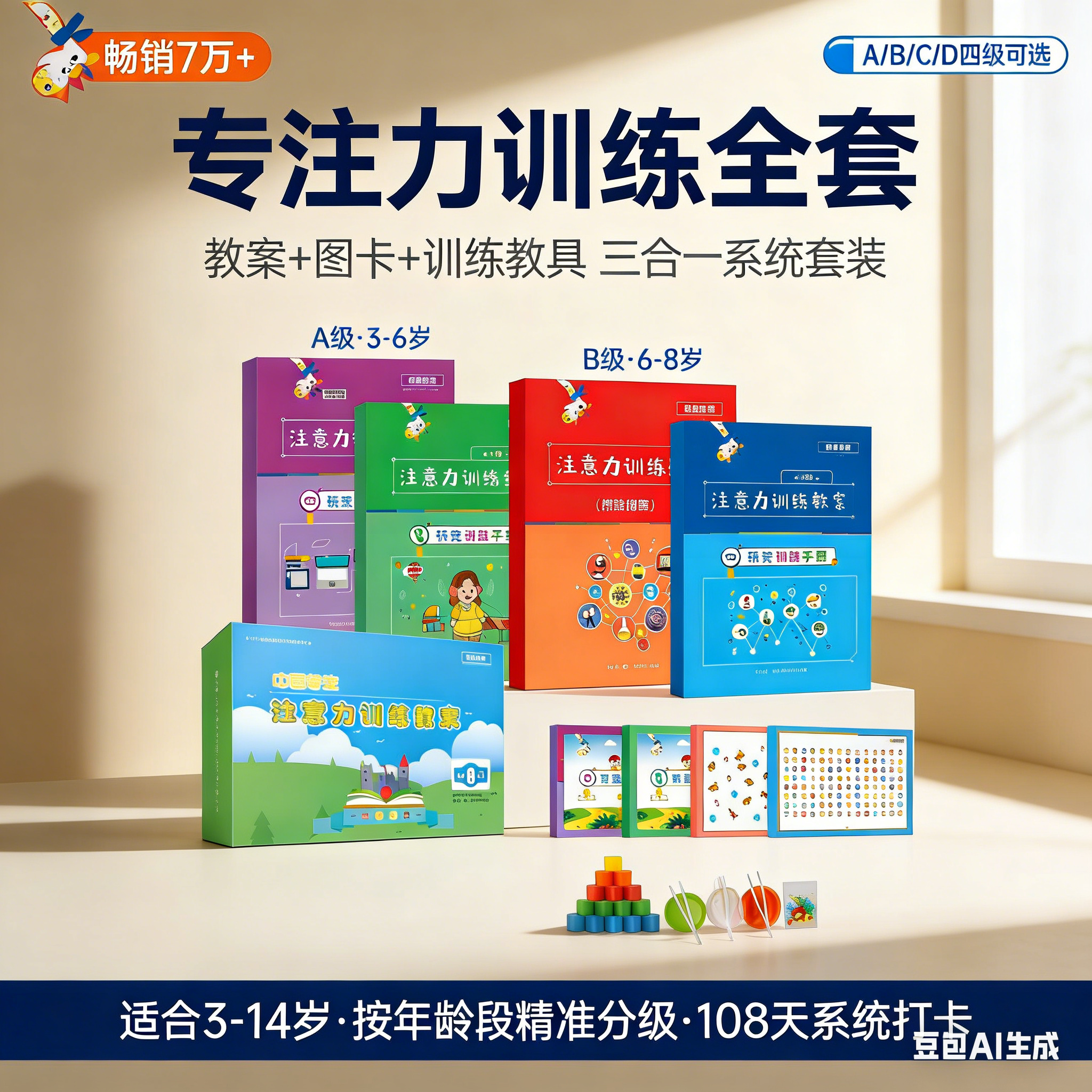 儿童专注力训练注意力练习锻炼孩子集中玩具听觉视觉图卡神器教具