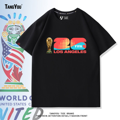 可定制美加墨足球世界杯纪念衫logo印花男女短袖衫球迷T恤文化衫