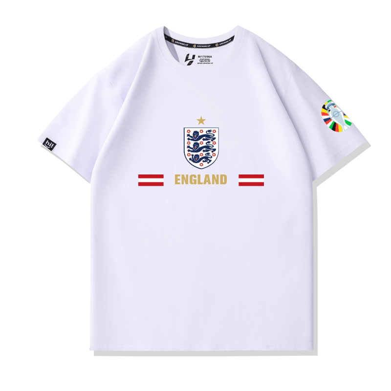 2024欧洲杯T恤英格兰足球迷纪念短袖男士夏季运动休闲宽松训练服