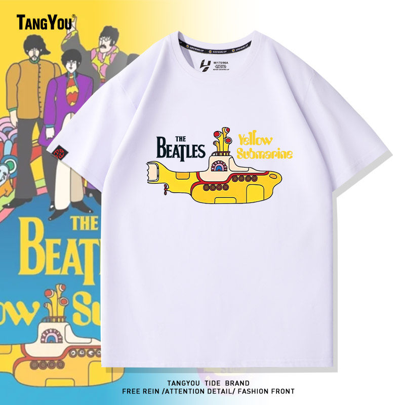 复古短袖The Beatles披头士乐队黄色潜水艇印花T恤男士摇滚半袖夏