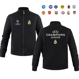 可定制运动立领卫衣欧冠足球队曼城皇马利物浦AC米兰球迷纪念外套
