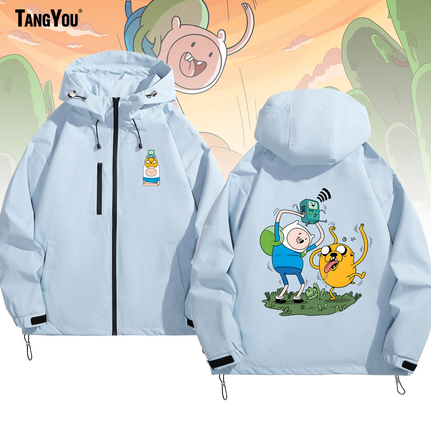 探险时光Adventure time趣味卡通探险活宝联名周边印花夹克衫外套