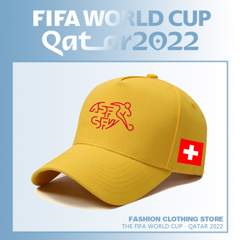 卡塔尔世界杯足球纪念帽子瑞士队运动训练定制棒球帽户外防晒帽子