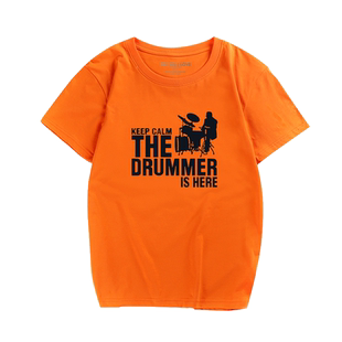 the drummer is here 鼓手T恤 短袖夏装 男装 摇滚纯棉圆领潮半袖