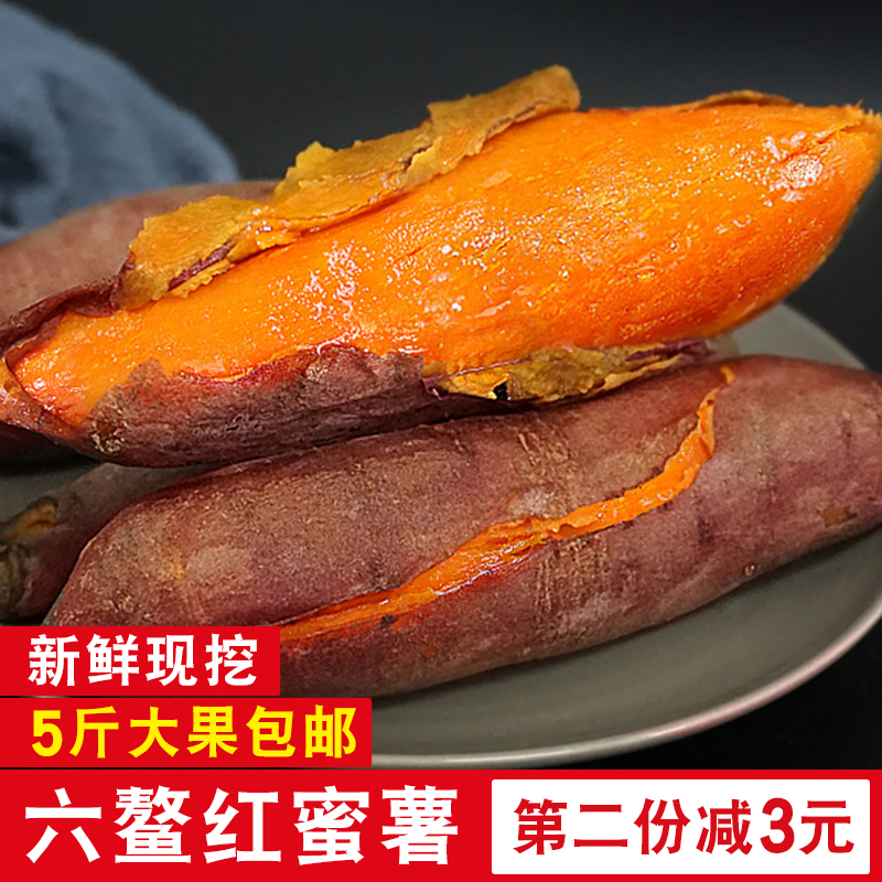 漳州六鳌沙地红蜜薯大地瓜新鲜农家番薯现挖香甜红心糖心红薯5斤