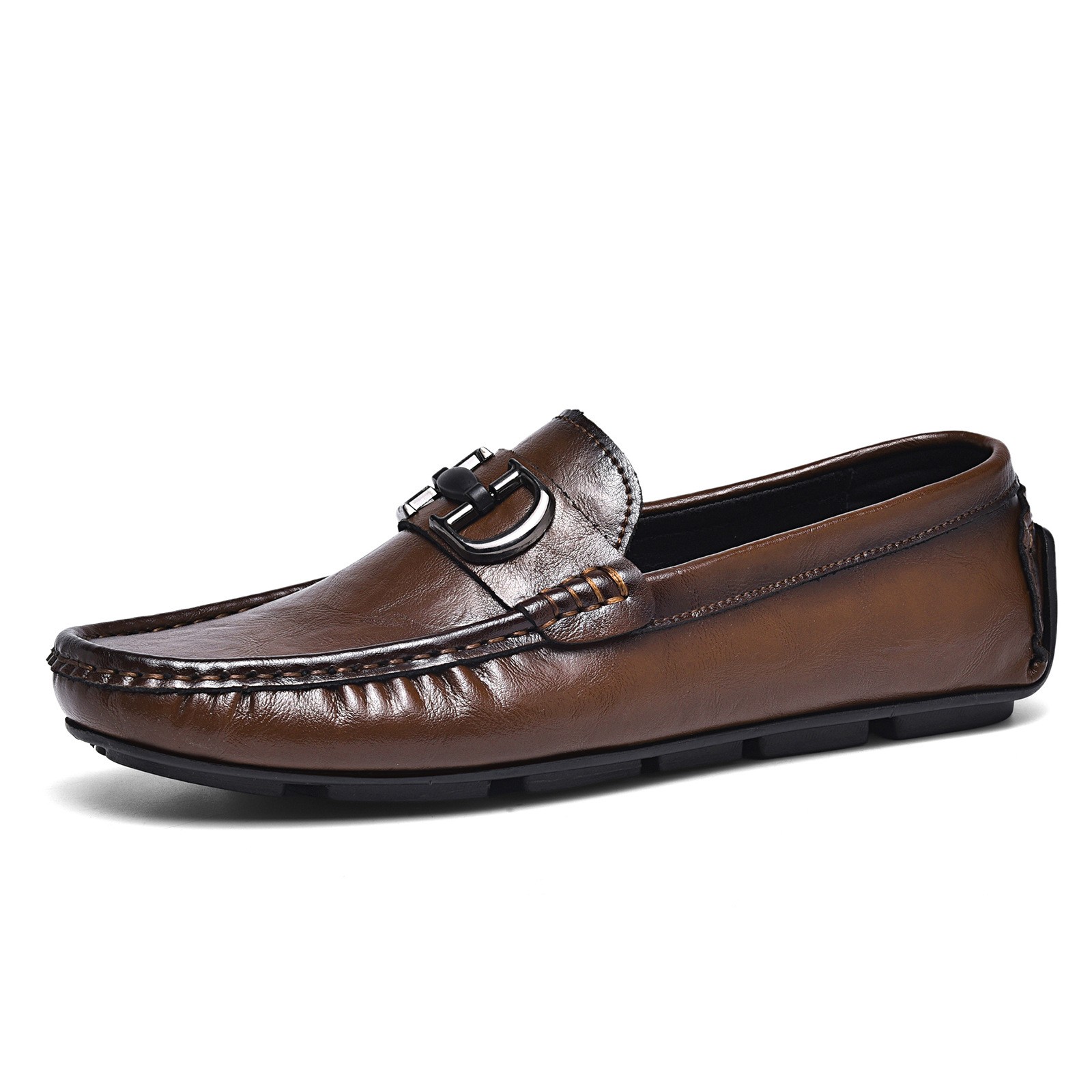 抖音爆款鳄鱼纹豆豆鞋懒人驾车鞋英伦休闲男皮鞋真皮牛皮xc64