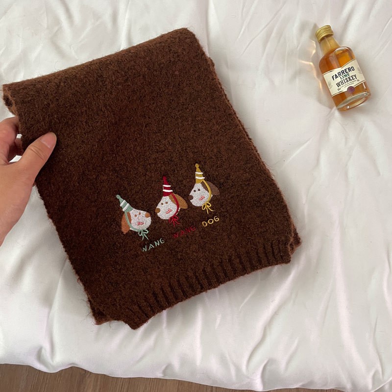 财来旺来好运来~卡通动漫刺绣淘气小狗围巾冬季保暖学生围脖SD51