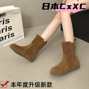 两穿豆豆YY44 靴子可翻折毛毛鞋 勃肯短靴美拉德平底2025新款 女冬季