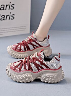 潮牌轮胎底老爹鞋女2026新款秋季鞋厚底增高运动休闲鞋女L-72