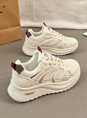 网面老爹鞋女款2026年春夏季新款轻便透气软底休闲小白潮鞋L-04