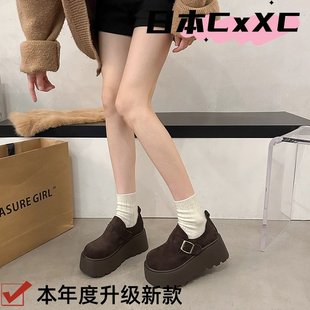 圆头百搭乐福鞋 新款 小个子增高YY09 女2025春季 全包松糕厚底勃肯鞋