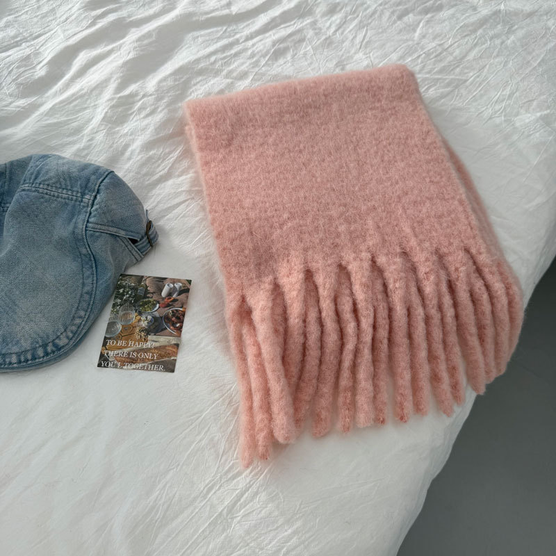 定纺马海毛高品质自留款！纯色羊毛围巾女简约气质韩系氛围感SD34