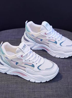 秋季女鞋新款透气网面鞋子女韩版百搭小白鞋厚底运动鞋休闲老R-25