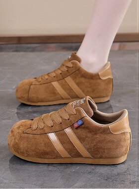 轻奢感平底丑萌大头德训鞋女2026秋季新款爆款休闲面包板鞋L-13