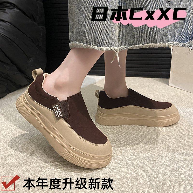 复古小皮鞋女2025新款秋季时尚百搭一脚蹬软底妈妈鞋浅口乐福YY20