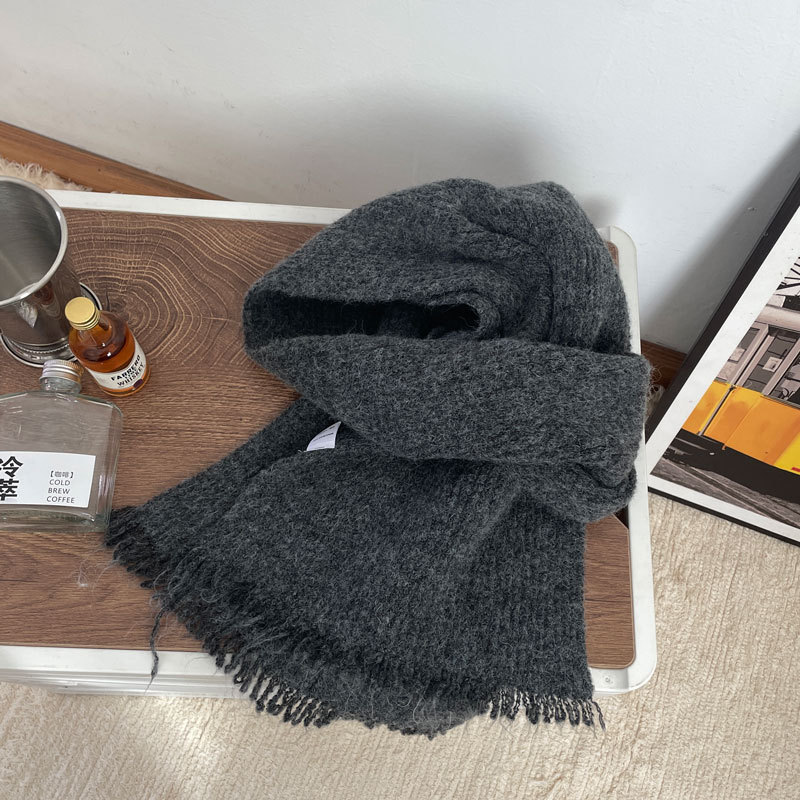 送礼物推荐品质款含羊毛纯色短须围巾女冬季气质保暖简约情侣SD18