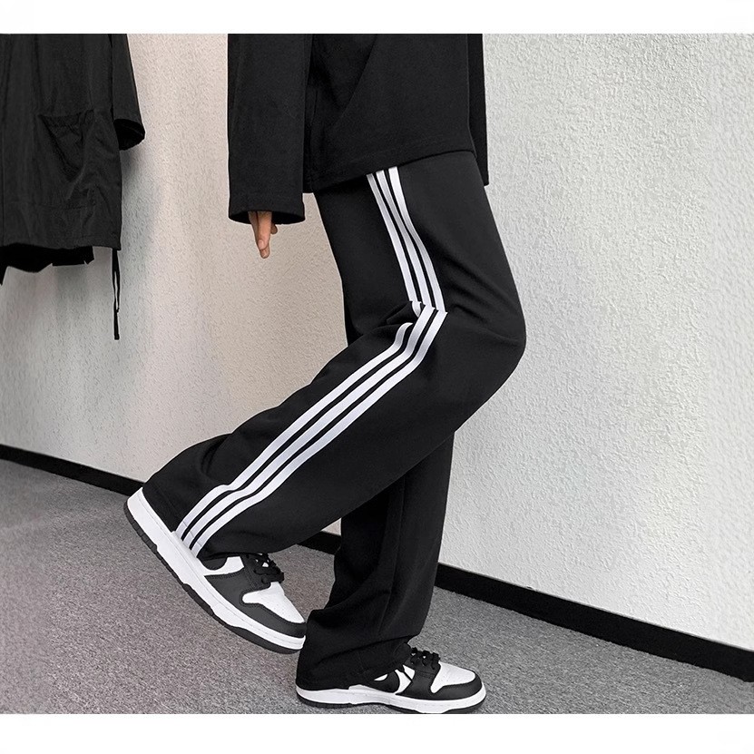 2025休闲现货条纹黑色青年微弹长裤普通高腰裤子男加长东南亚b427