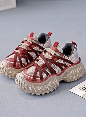 轮胎新款老爹鞋女2026春秋新款增高底菠萝运动休闲鞋透气L-71