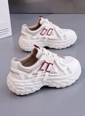 2026春季厚底老爹鞋女运动鞋休闲系带增高轻便女单鞋增高鞋L-06