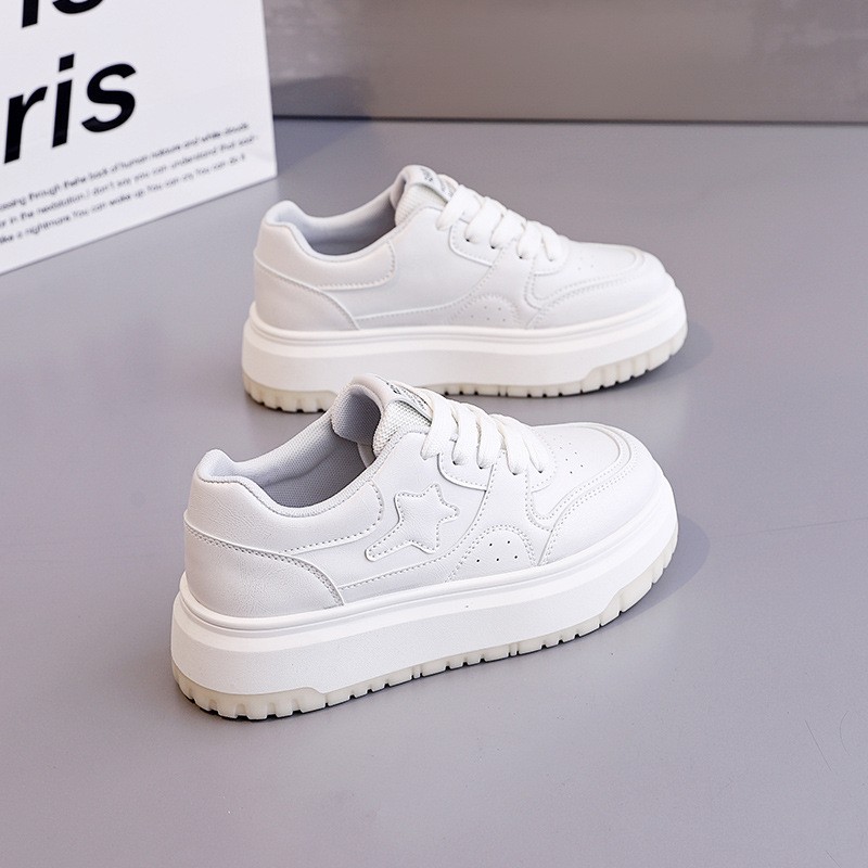 女鞋厚底皮面小白鞋女2025新款春季时尚洋气休闲运动鞋板鞋KTkl33