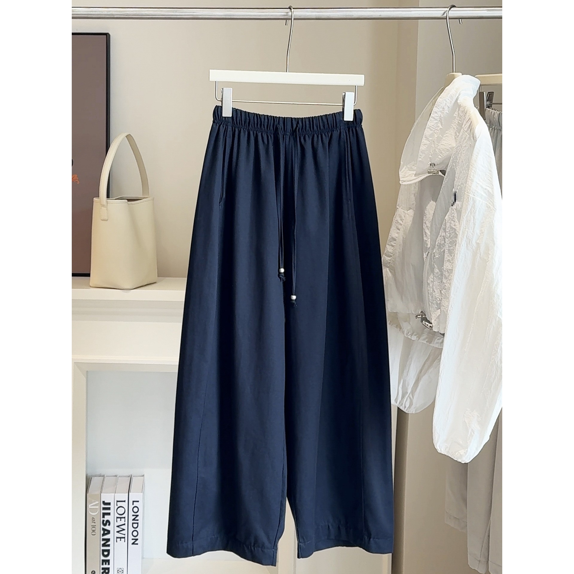 日系复古抗弯刀裤女2025秋冬新款高腰显瘦阔腿萝卜裤奶奶裤长b136