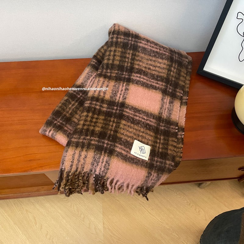 小红薯bao款~格子围巾高级感女冬韩版披肩两用加厚保暖仿羊绒SD98