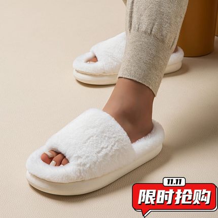 厚底毛毛拖鞋家居室内居家棉拖鞋秋冬季女款毛绒开口家居拖鞋YY53