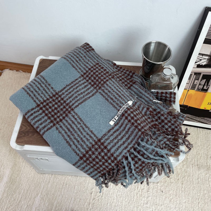 蓝调梦境小清新英伦复古格子围巾女款秋冬显白保暖海蓝高级感SD60