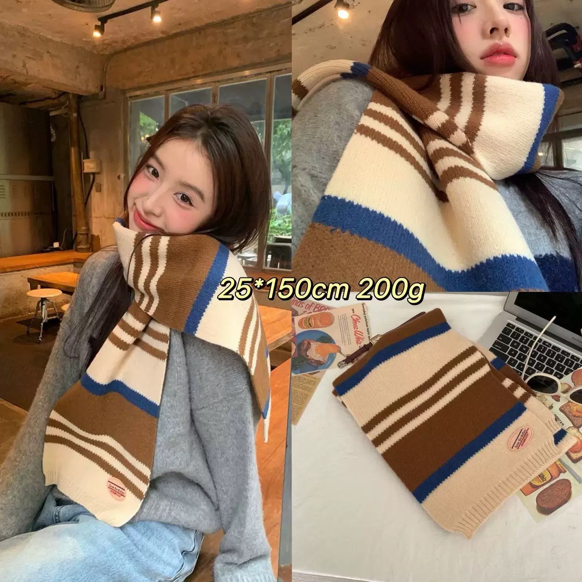 性价比zei高的围巾合集它来了~仿羊绒针织围巾女秋冬保暖披肩SD62