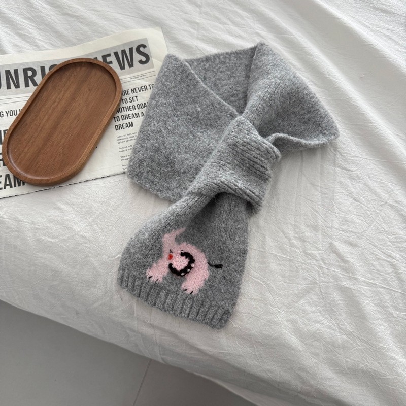 chao可爱洋气小象纯色仿羊绒围巾女秋冬季保暖防寒简约围脖学SD64